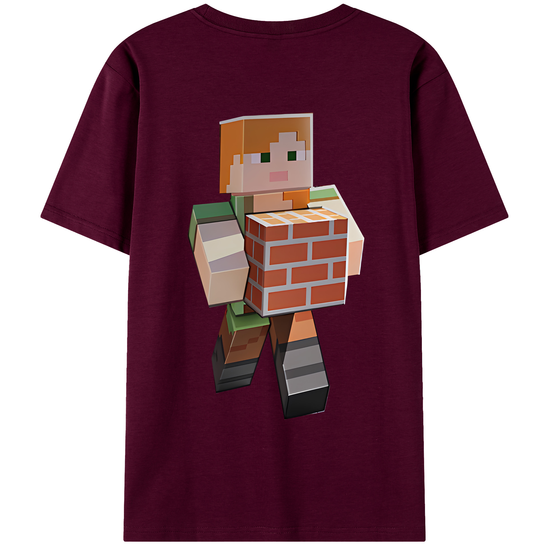 （画像用） マインクラフト ブロックの世界 Minecraft MC Block world レディース半袖Tシャツ(バックプリント)